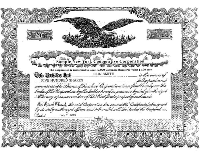 Adding name to co op stock certificate