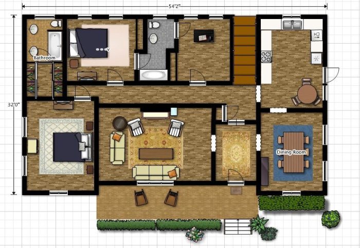 An aerial view of the layout of each room