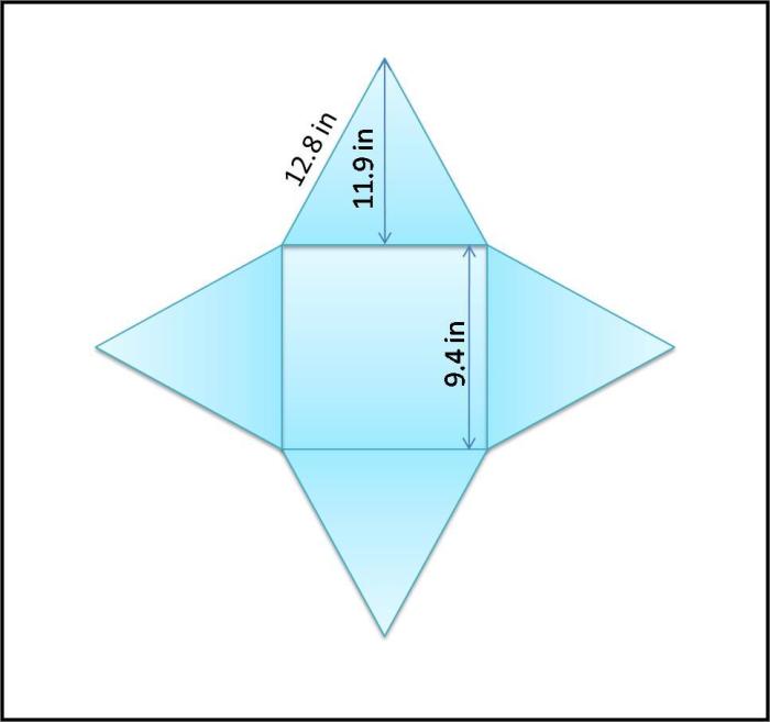 A square pyramid and its net are shown below