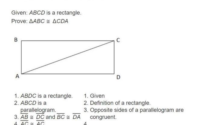 Given abcd is a rectangle. prove abcd has congruent diagonals