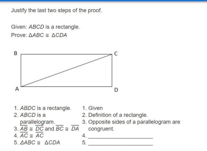 Given abcd is a rectangle. prove abcd has congruent diagonals