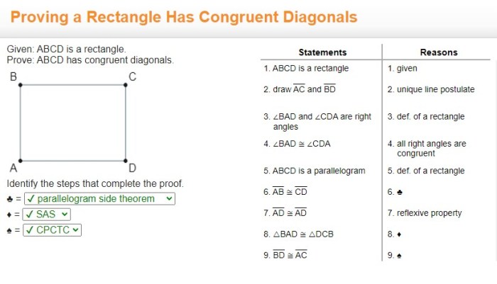 Given abcd is a rectangle. prove abcd has congruent diagonals