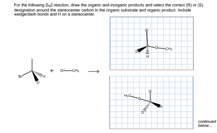 For the sn2 reaction draw the major organic product